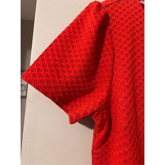 Draper James RSVP Women's 1X Heart Knit Fit & Flare Mini Dress Bright Red Twee - Picture 6 of 9